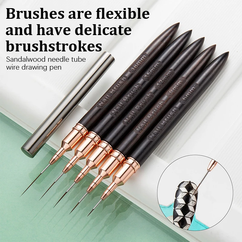 Sandalwood Nail Art Needle Tube Wire Drawing Pen Ultra-Fine Wire Drawing Pen Set Colored Hook Brush