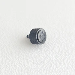 High - Quality Screw - in Case Replacement Watch Crown with Engraved 'S' and Crown Tube - NH35 NH36 (28 Glossy black)