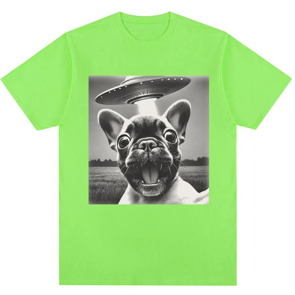 French Bulldog UFO Meme Vintage Graphic Oversized Cotton T-Shirt
