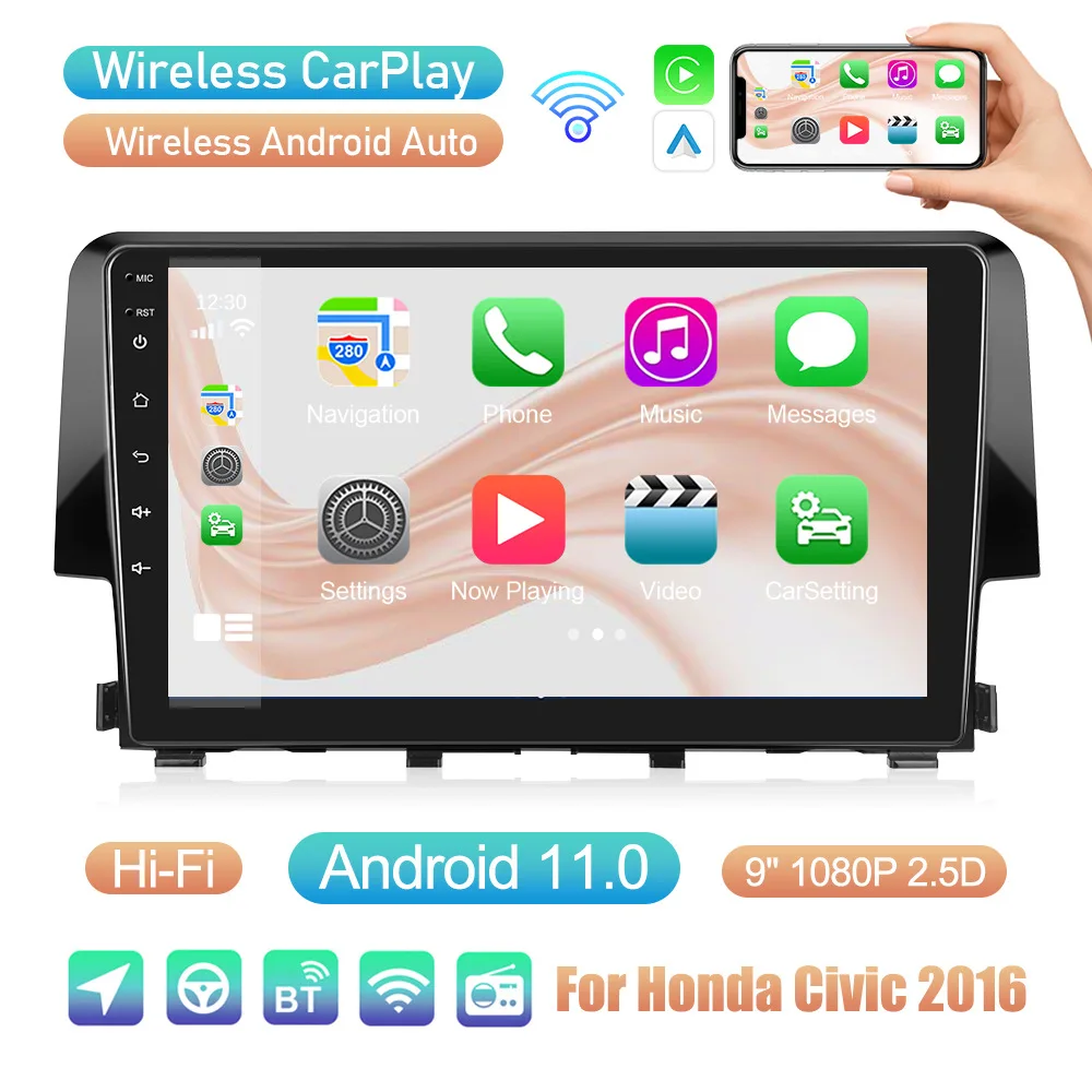 

9inch Is Applicable To Honda Civic 16-20 Low Configuration Large Screen Car Mounted Carplay Android Navigation Reversing Camera