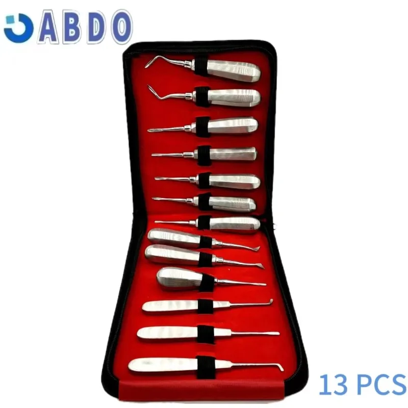 Dental13pcsElevatorSetMadeInPakistanTeethExtractionToothExtractingForcepsStainless