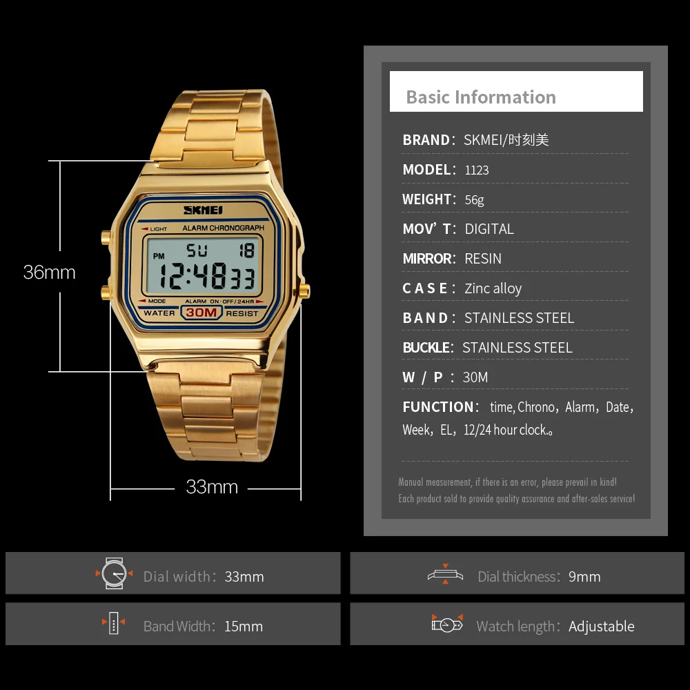 SKMEI Men Stainless Steel Strap LED Display Watches Fashion Casual Sport Watch 3Bar Waterproof Digital Wristwatch Reloj Hombre 4