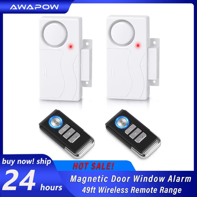 Awapow Wireless Door Alarm With Remote Control Anti-Theft Door And Window Security Alarms Home Security Sensor Burglar Alarms 1