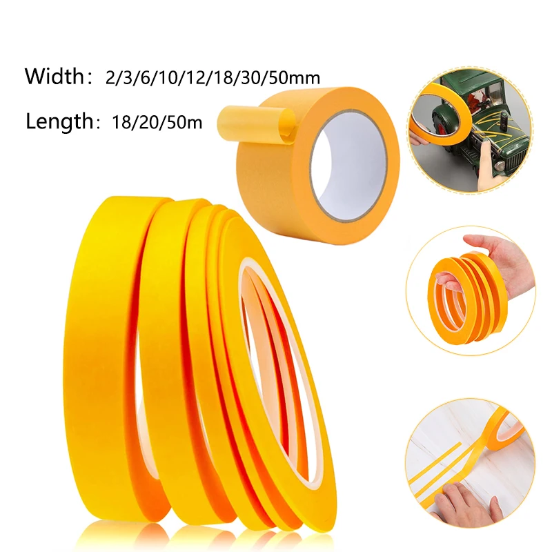 1pcs Yellow Masking Tape Adhesive Tape Textured Paper Car Paint