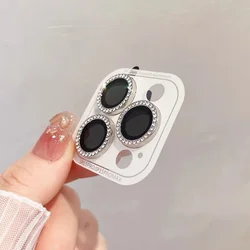 Luxury Diamond Glitter Ring Lens Protector - Shiny Camera Glass Cap - 17pro 17proMax(3pcs (Silver)