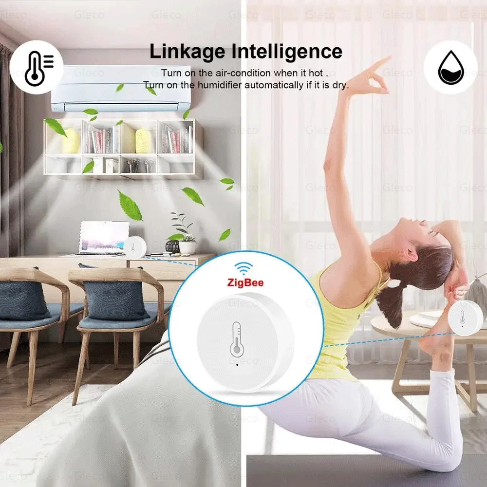 Tuya ZigBee Temperature And Humidity Sensor Indoor Humiture Detector Battery Powered Works With Alexa Google Home Smart Life App