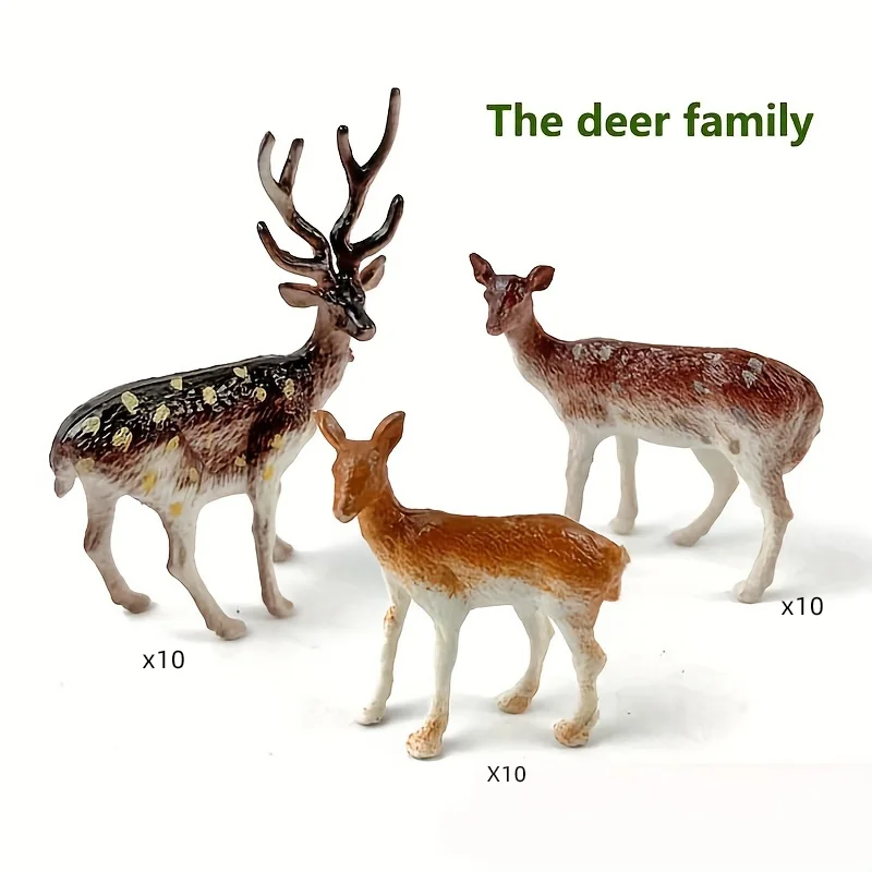 Weihnachts-3-teilige Sika-Hirschfamilie: Massives Material, Modellspielzubehör, ideal für Mini-Landschaftsdeko und Weihnachtsgeschenke
