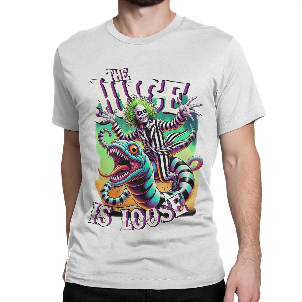 thumbnail image 1 of Camiseta con estampado de película de terror para hombre y mujer, ropa holgada de algodón, b-beetlejuice 2, novedad, 1 of 5