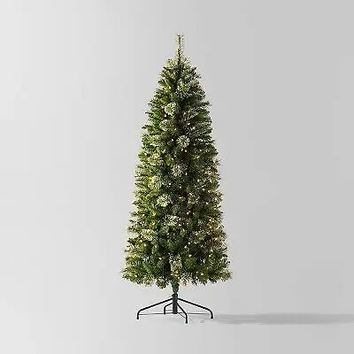 

6 'предварительно подсвеченная тонкая Вирджиния СОСНА искусственная Рождественская елка прозрачные огни, легкая сборка и хранение