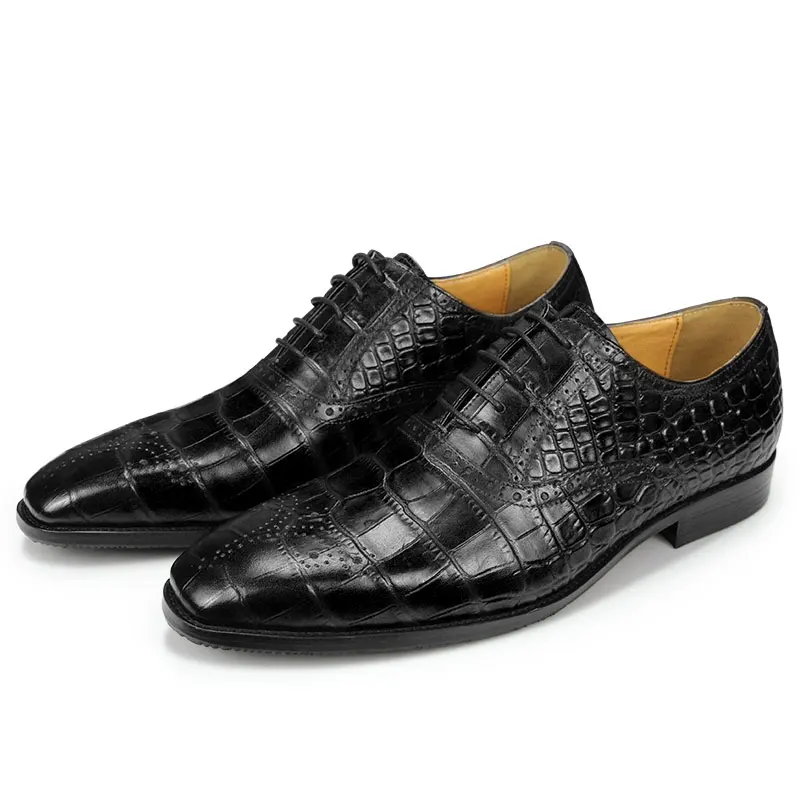 2023 High Quality Oxford Style Dress Men Shoes Brogue Wedding Office Footwear Genuine Leather Lace-up Natural Handmade Size 44