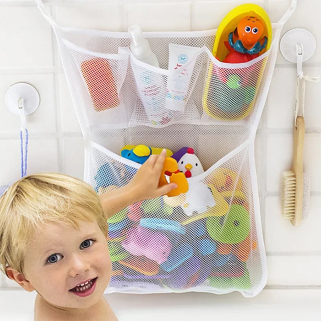 Baby Bath Toy Storage Bag with Suckers Mesh Net Bag for Toys Baby Toys Organizer Holder Children Water Toys Accessaries 45*35cm 1