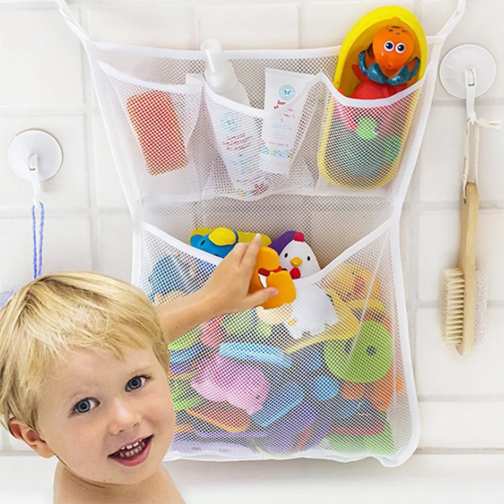 Baby Bath Toy Storage Bag with Suckers Mesh Net Bag for Toys Baby Toys