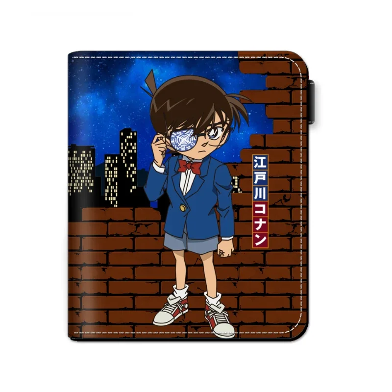 

Kudou Shinichi Detective Conan New PU Short Anime Wallet Cute Button Purse with Zipper Coin Bag for Gift