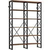 IRONCK Bookshelf Double Wide 6-Tier 76" H,Open Large Bookcase,Industrial Style Shelves,Wood and Metal Bookshelves for Home Offic 1