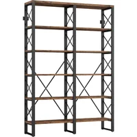 IRONCK Bookshelf Double Wide 6-Tier 76" H,Open Large Bookcase,Industrial Style Shelves,Wood and Metal Bookshelves for Home Offic 1