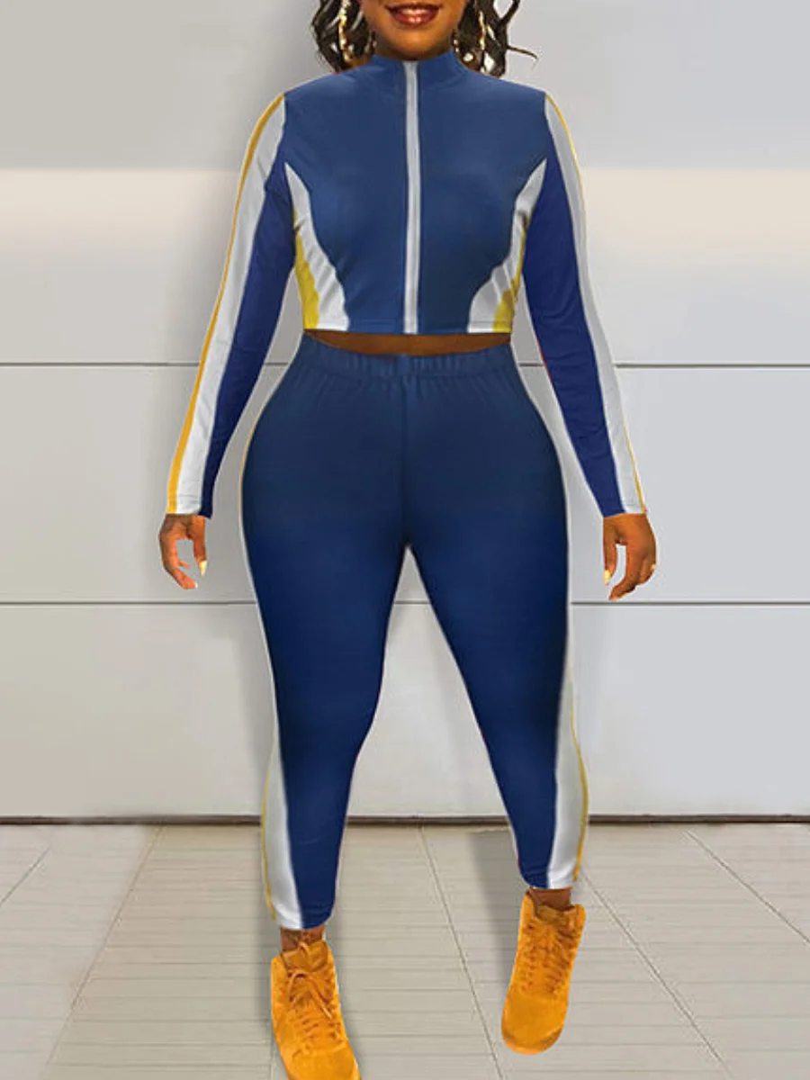 Lw Plain Color Contrast Wo-Piece Pants Set Primavera In Due Pezzi Per Donna New Maniche Lunghe Top + Pantaloni Set Slim 2 Pezzi Set