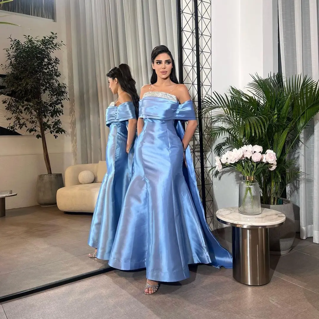 

Off Shoulder Prom Dresses Mermaid Beads Shiny Ruched Arabia New Design Formal Occasion Evening Dresses Party Gown