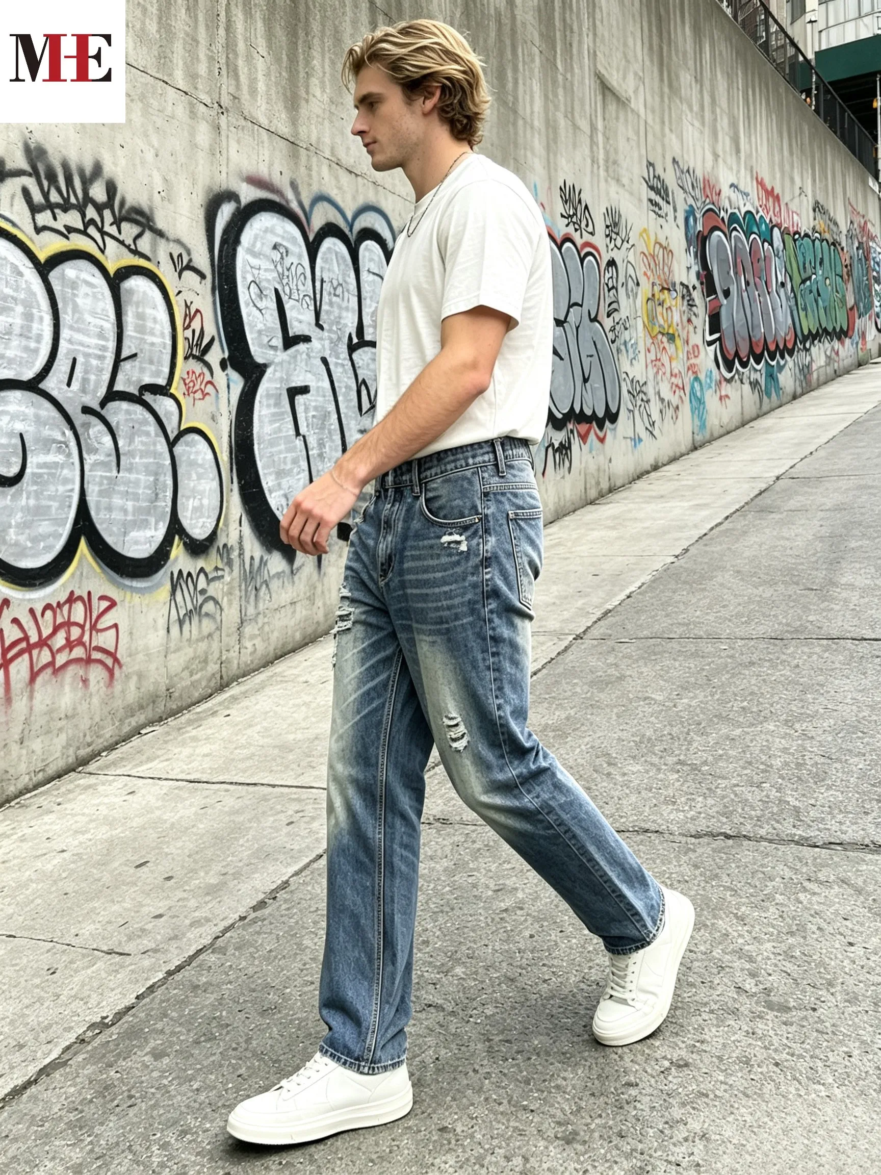 Men's Straight‑Leg With Back Elastic Waist Jeans - Image 7