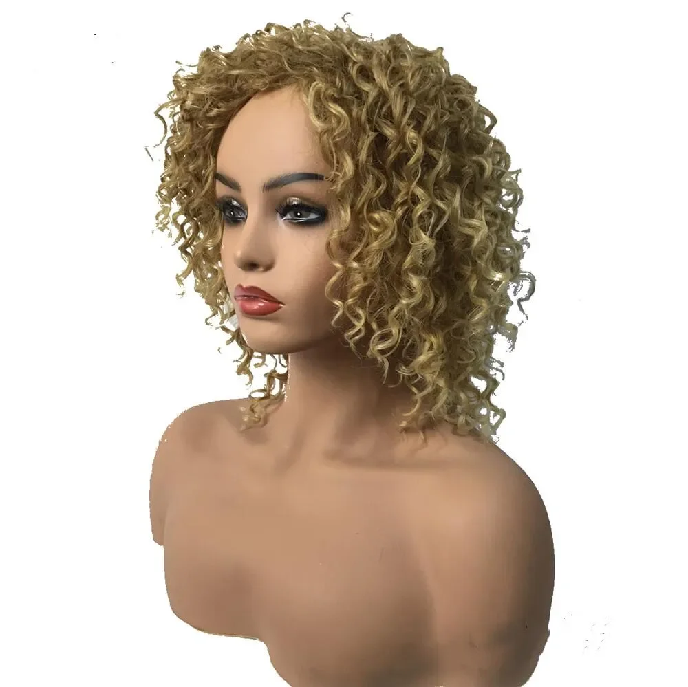 

Synthetic Wigs Short Curly Women Natural Part Side With Bangs human hair wig for women Spiral Curl 14 inch Deep brown glam curl