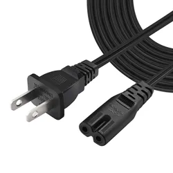 Universal EU/US to C7 Power Cord Cable 2 - Pin IEC320 C7 Figure 8 - 1.5m (US Plug)