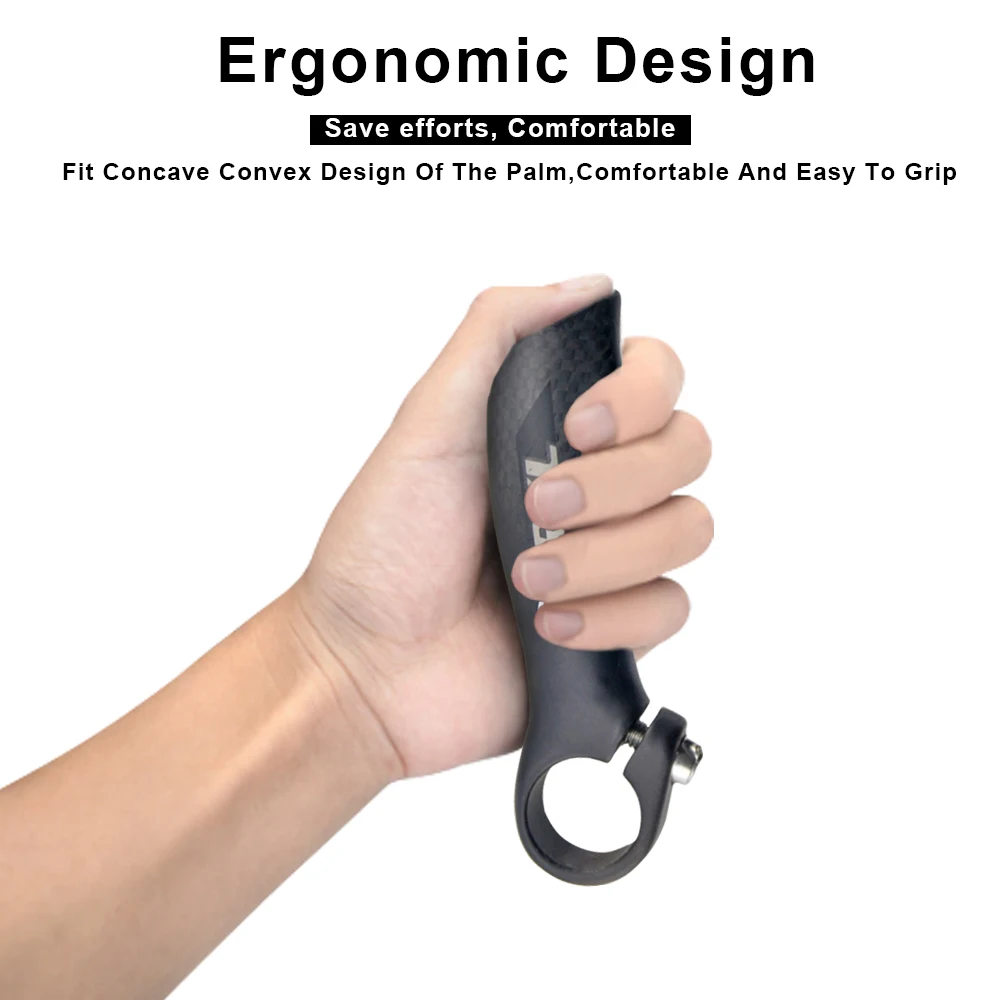 RXL SL-Bicycle Handlebar Horns Black Bar End Ergonomic Design Mountain Bikes Carbon Fiber Horn