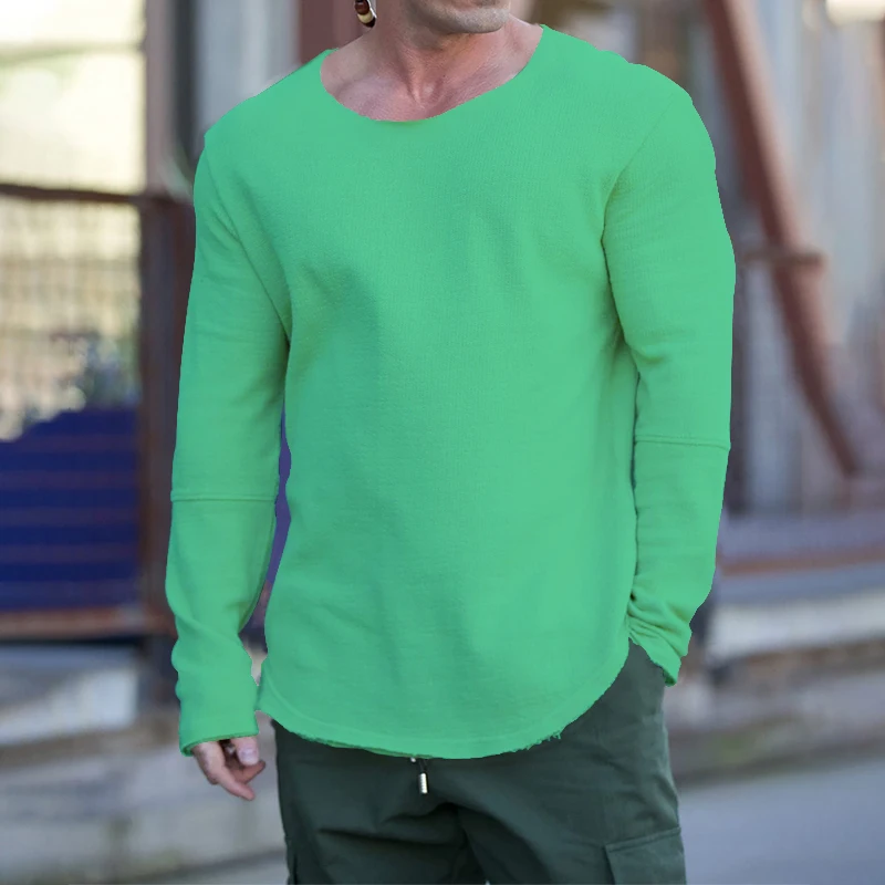 Spring and Autumn 2023 New Men's Long sleeved Round Neck Battle Damaged Casual Loose Multi color Sweater Men's Fashion Clothing