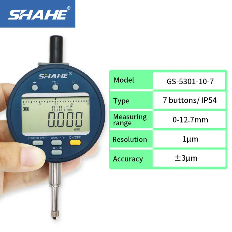 Tanie SHAHE elektroniczna tarcza z cyframi wskaźnik Gage 0-12.7/25.4/50.8mm 1 μm Cal/konwersja metryczna sklep