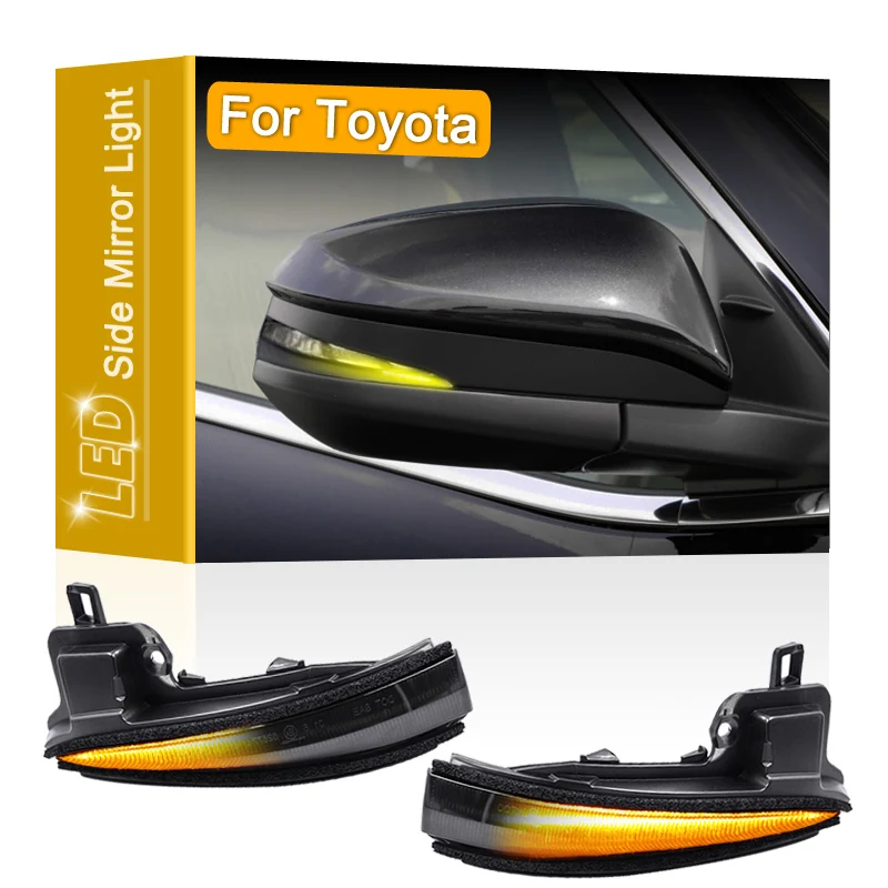 

2Pcs 12V Smoked Lens LED Side Rearview Mirror Blinker Dynamic Turn Signal Light For Toyota Tacoma Highlander Alphard RAV4