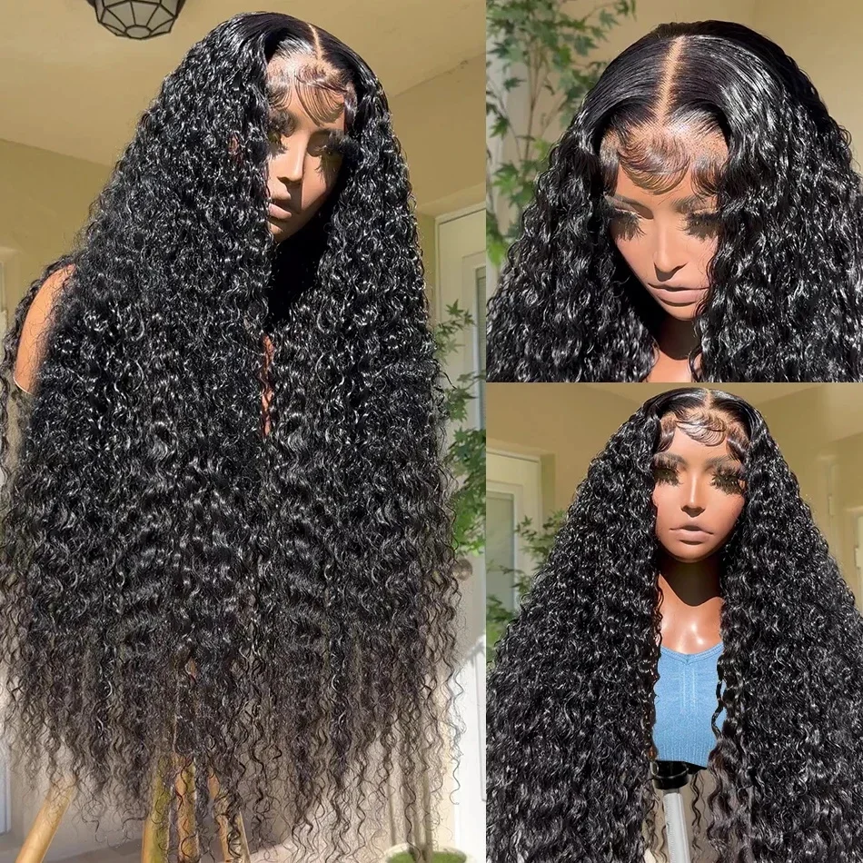 Deep Wave 13x6 HD Lace Frontal Wig Brazilian 30 32 36Inch Transparent 13x4 Curly Lace Frontal Human Hair Wigs For Black Women