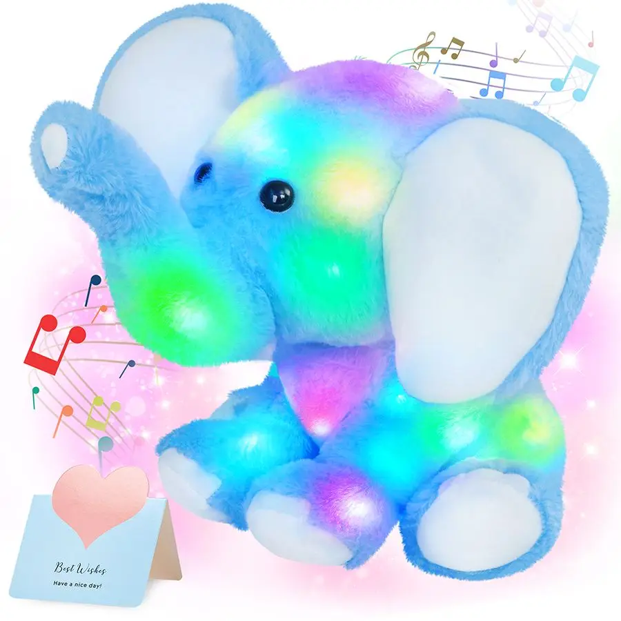 28cm Glowing Elephant Toy Luminous Plush Doll Birthday Gifts LED Light Glow Blue Stuffed Animals for Girls Kids Sleeping Pillow электрический массажер с эффектом памяти xiaomi repor airbag lumbar pillow rp u3 light blue