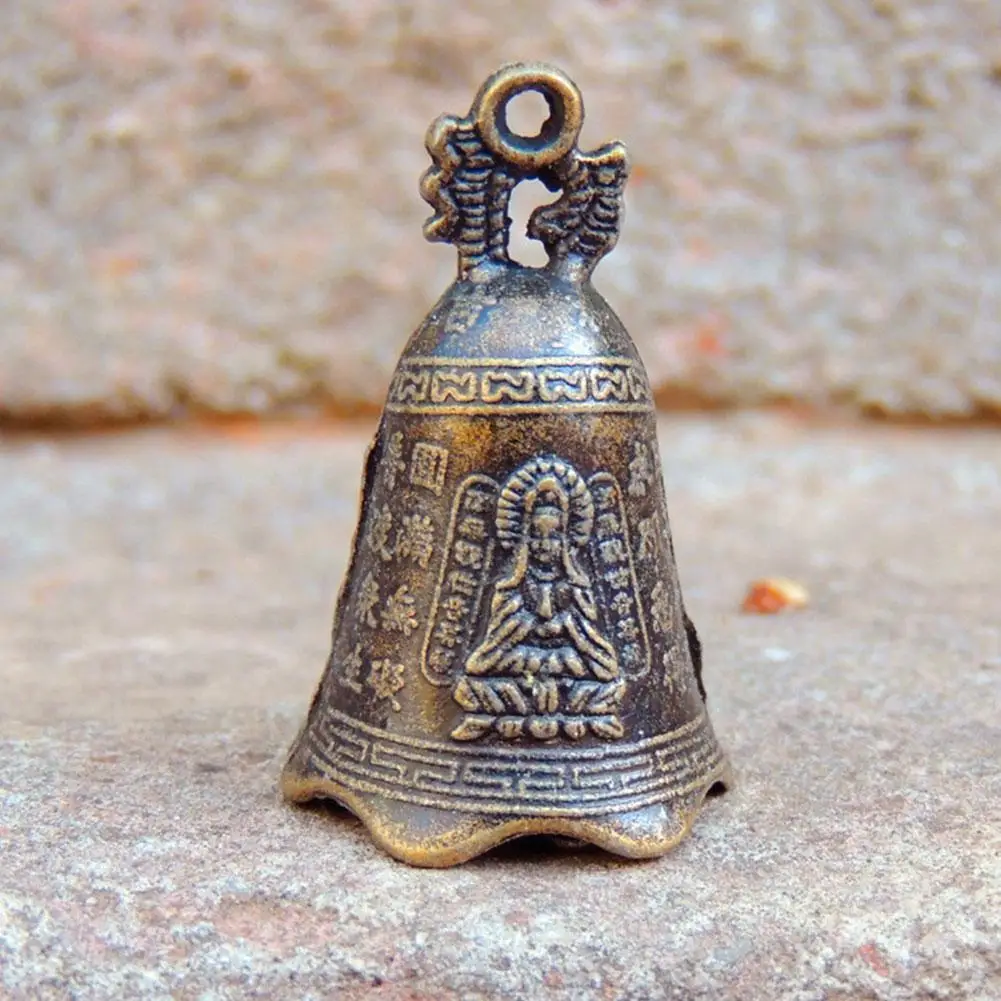 

China's Varieties Brass Mini Sculpture Copper Buddha Shui Feng Pray Bell C3X4