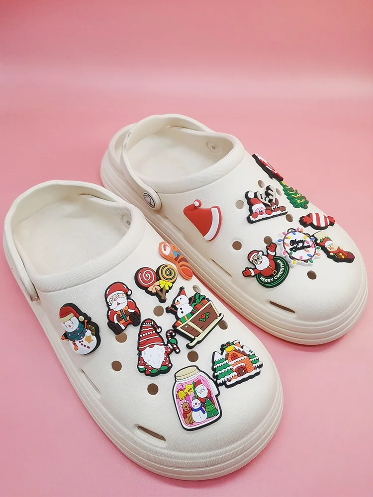 Kawaii Christmas Croc Shoes Charms Diy Combination PVC Buckle Decor Funny Women Clog Shoes Decoration Croc Accessories For Kids