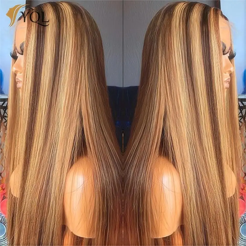 

Highlight 13X4 Lace Frontal Wigs Human Hair Colored Straight Transparent Lace Front Wig For Women Honey Blonde Human Hair Wigs