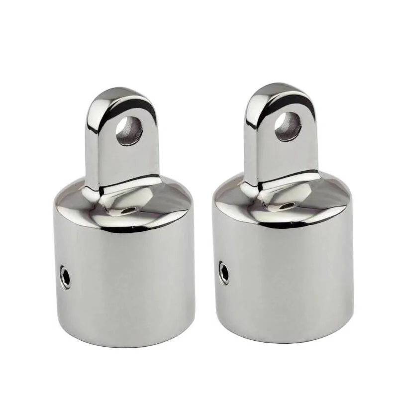 2Pcs Boat Stainless Steel 1-1/4''(32mm) Bimini Top Fitting Pipe Eye End Cap External Canopy Marine Hardware 2pcs boat 316 stainless steel top mount t‑shaped bracket oar lock socket pipe base holder for marine yacht hardware