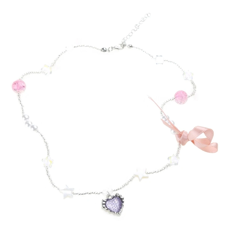 

Beads Necklaces Heart Pendant Chokers Resin Beads Chokers Party Accessories