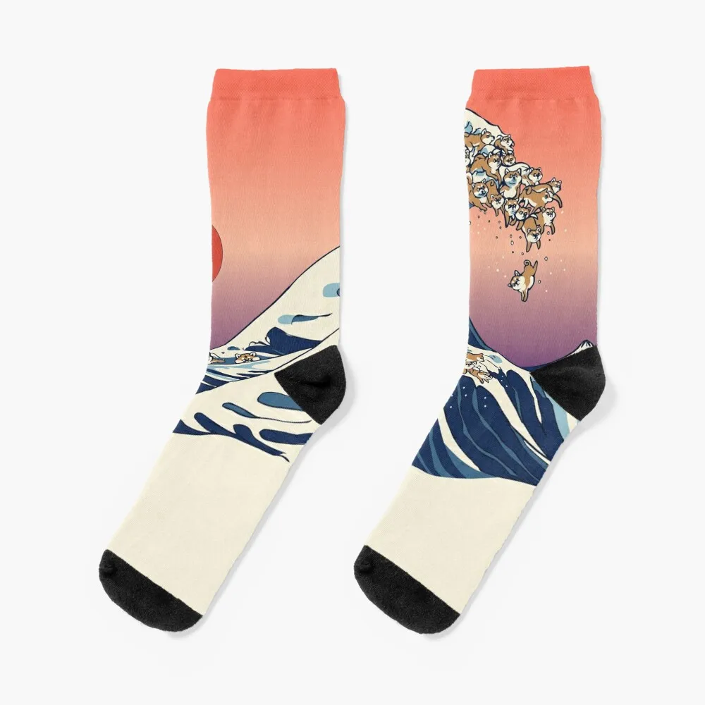 

The Great Wave of Shiba Inu Socks FASHION christmas gift moving stockings Men Socks Luxury Brand Women's