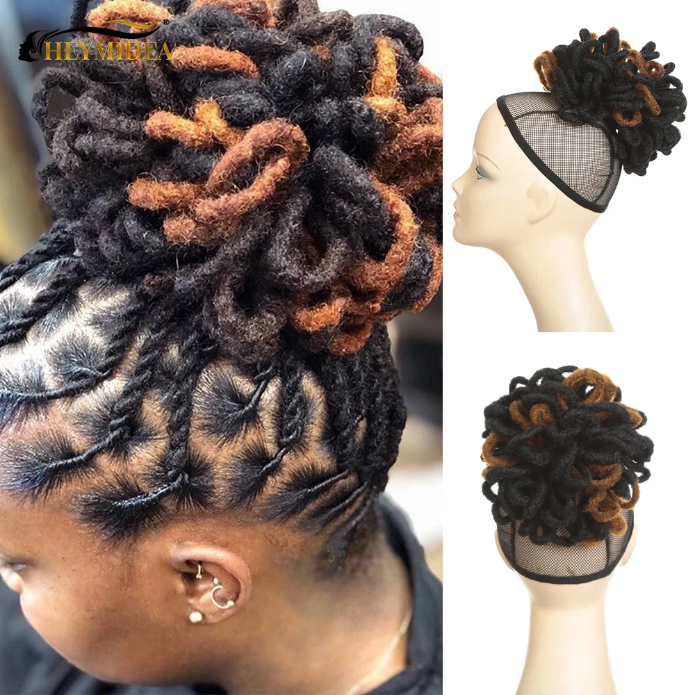 10inch Dreadlocks Chignon Synthetic Hair Bun Piece Crab Beam Extentions Afro Puff Drawstring Ponytail Short Clip In African Synthetic Buns For Black Aliexpress