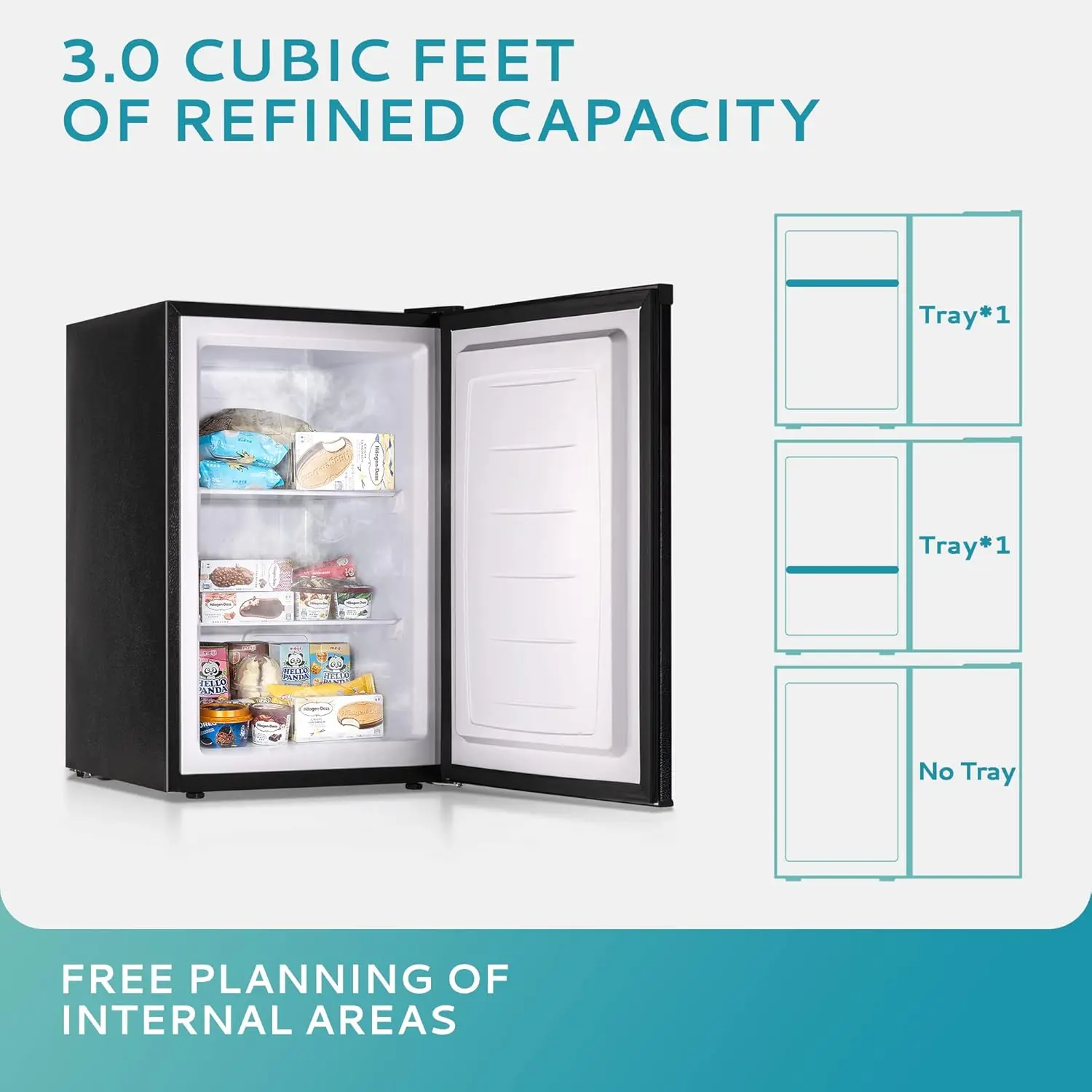 Single Door Compact Mini Freezer with Reversible Door, Small freezer for Home/Dorms/Apartment/Office (Black)