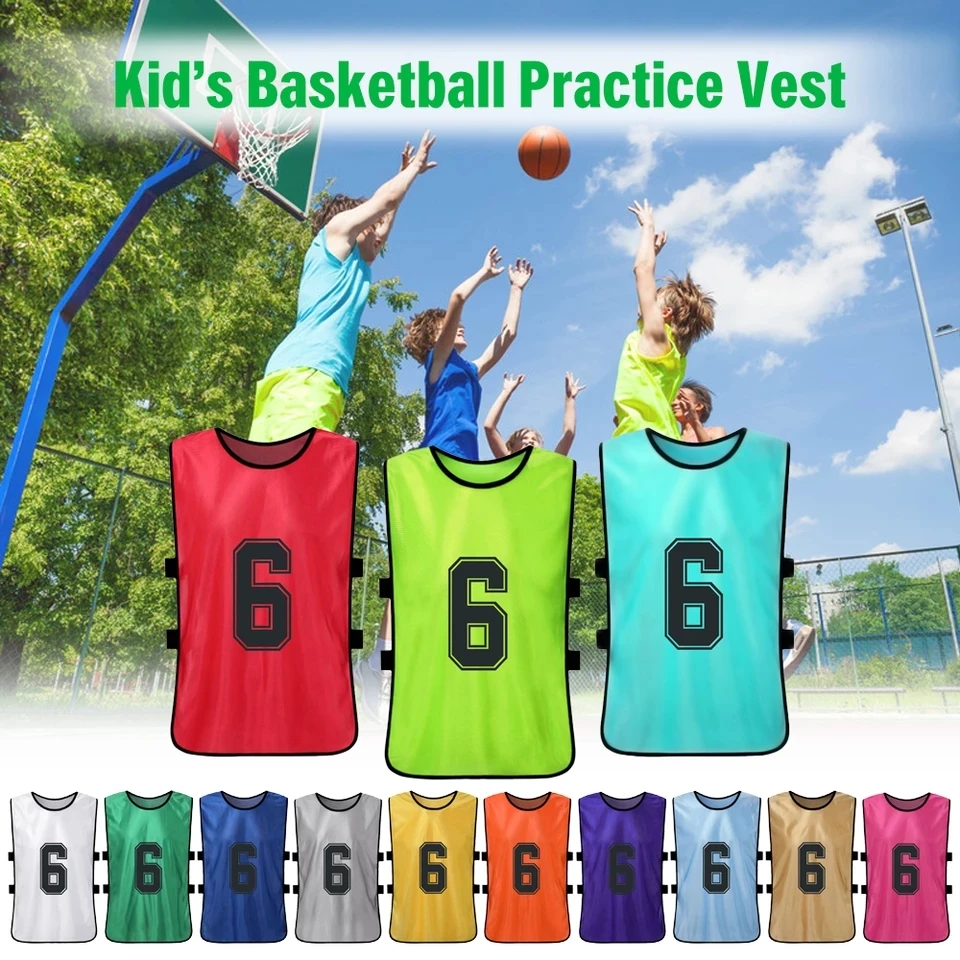 6/12 Pcs Kids Soccer Pinnies Children Football Team Training Jerseys