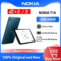 Global Version Nokia T10 Tablet PC 4GB RAM 64GB ROM 4G WiFi Unisoc T606 Processor 8.0 inch Display 5250mAh 8MP Camera Android 12 1