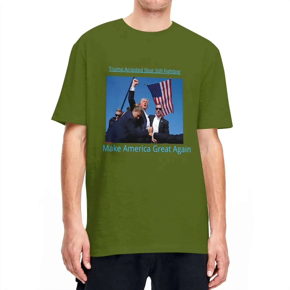 Camisetas de algodón para hombre con la frase "Arrestan a Trump y siguen luchando para hacer de Estados Unidos una gran nación", camisetas de verano con cuello redondo, tallas 4XL, 5XL y 6XL
