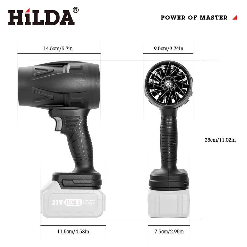 מאוורר נייד HILDA 1000W מפוח אוויר סטורם מהיר ללא צעדים מנקה אבק חשמלי נשק אוויר אכזבה עבור סוללת מקיטה