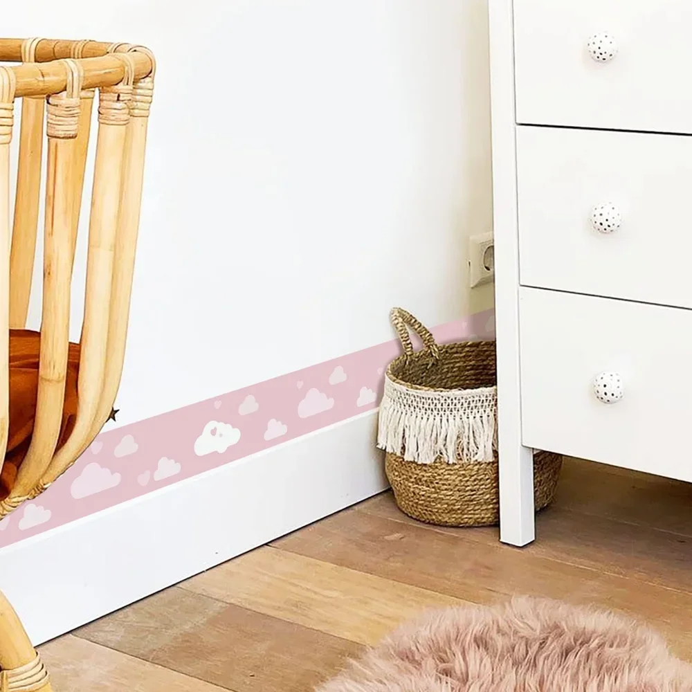 Children Adhesive Wall Border Kids Wall Stickers Nursery Watercolor Clouds Girls Self-Adhesive Baby's Room Bedroom Home Decor wall stickers luminous wall stickers vinyl decal stickers children room decoration