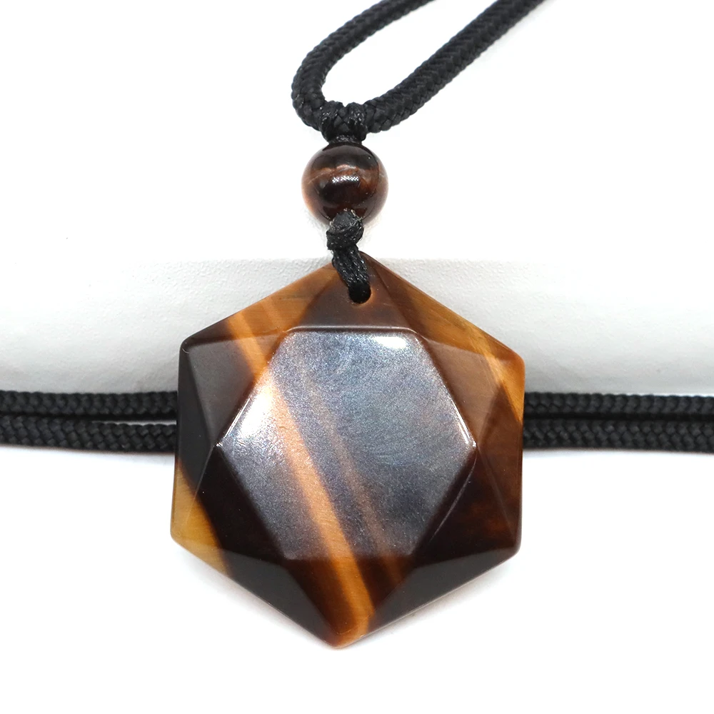 Natural Stone David Hexagram Star Rope Chain Necklace Healing