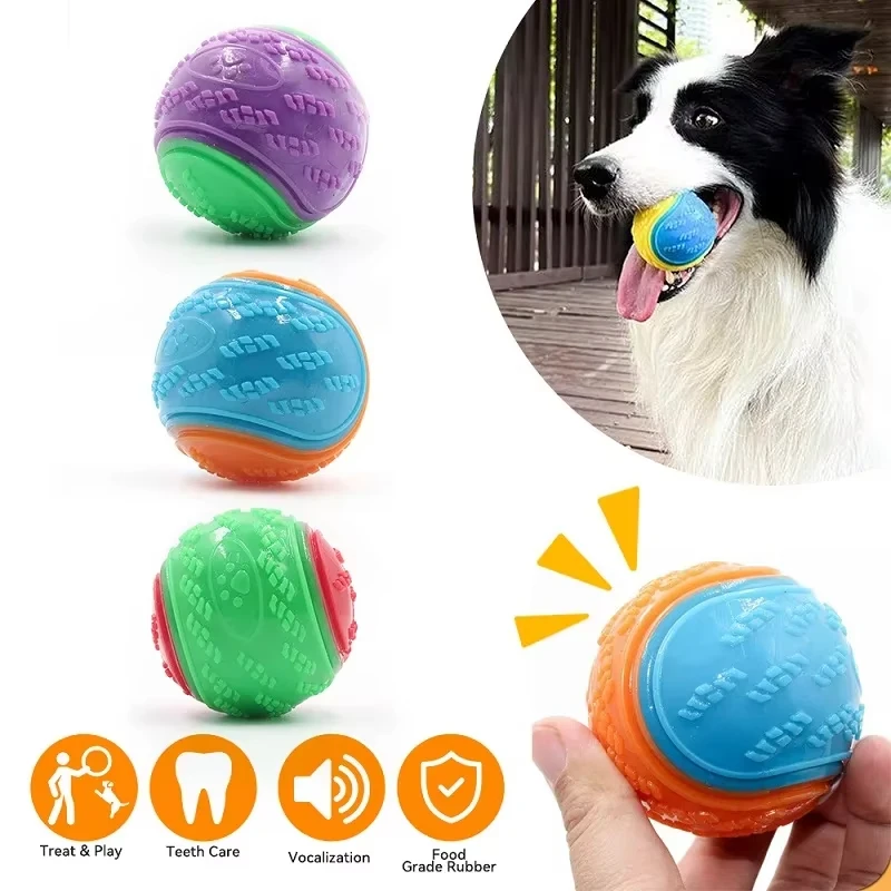 Dog Toy Ball Dogs Chew Ball Interactive Toys Soft TPR Toys for Dog Pet Teeth Cleaning Bite Resistance Squeaky Dog Ball Toy Pet Products