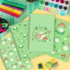 Notebook 4-piece set A5 Gift box Stationery back-to-school gift Writing Notepad Green inner cover eye protection coil This frog 6