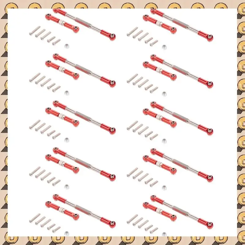 A003 20X RC Steering Rod CNC Machining Aluminum Alloy Steering Linkage Rod Set For WPL 1608T,Red