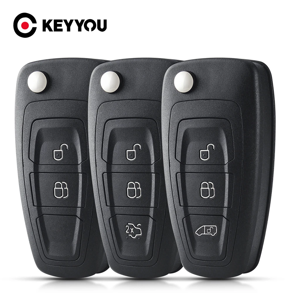 

KEYYOU Remote Key Shell Car Case For Ford C-Max S-Max Focus Ranger Galaxy Mondeo Transit Custom Tourneo Custom HU101 FO21 Blade