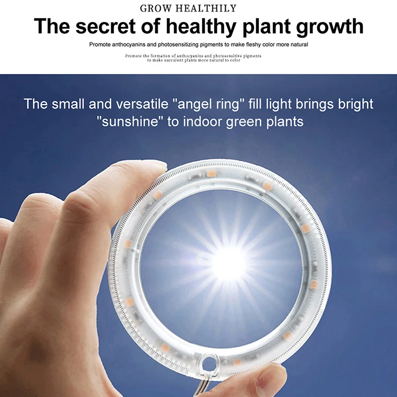 5V LED USB Plant Growth Light for Succulent Full Spectrum Plant Angel Ring Light Succulent Indoor Flower Greenhouse Seedling