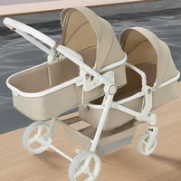 Le plus récent poussette de bébé jumeau de luxe, poussette double poussette, poussette de bébé jumeau de haute qualité avec 1 an de garantie 5
